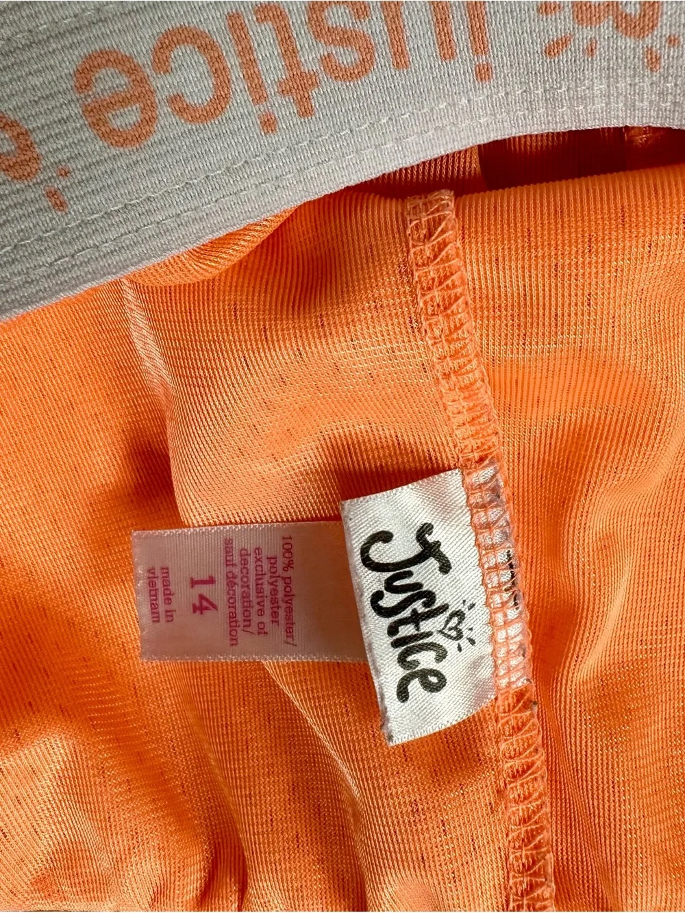 Justice Neon Orange Mesh Sports Shorts with White Trim